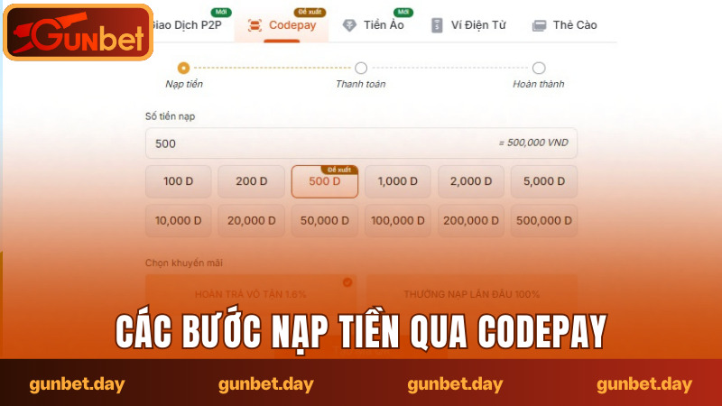 Các bước nạp tiền qua Codepay an toàn