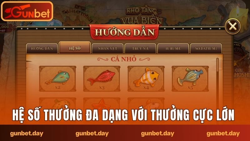 Hệ số thưởng đa dạng với thưởng cực lớn