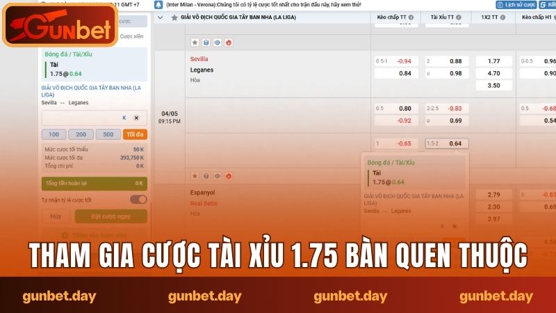 Tham gia cược tài xỉu 1.75 bàn quen thuộc
